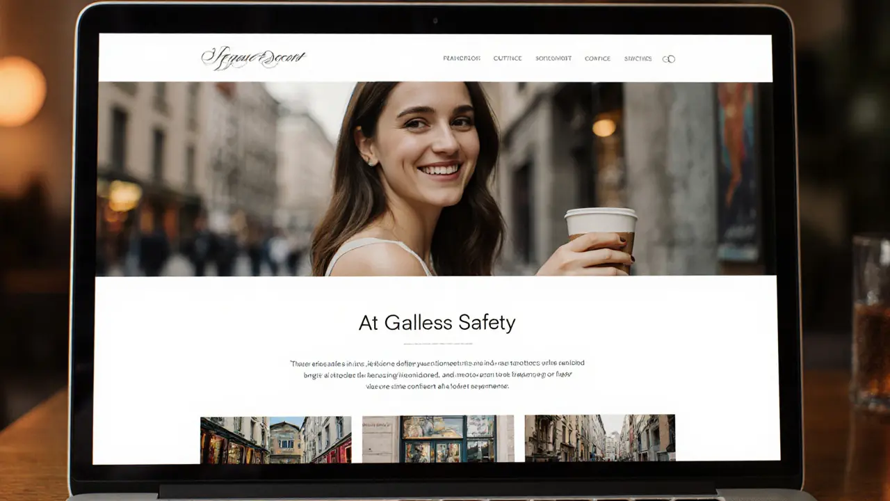 A clean, professional escort website on a laptop screen showing real photos and clear service details.