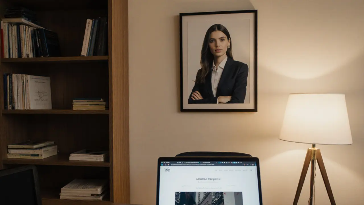 A quiet, elegant agency office in Milan with minimalist decor and soft ambient lighting.