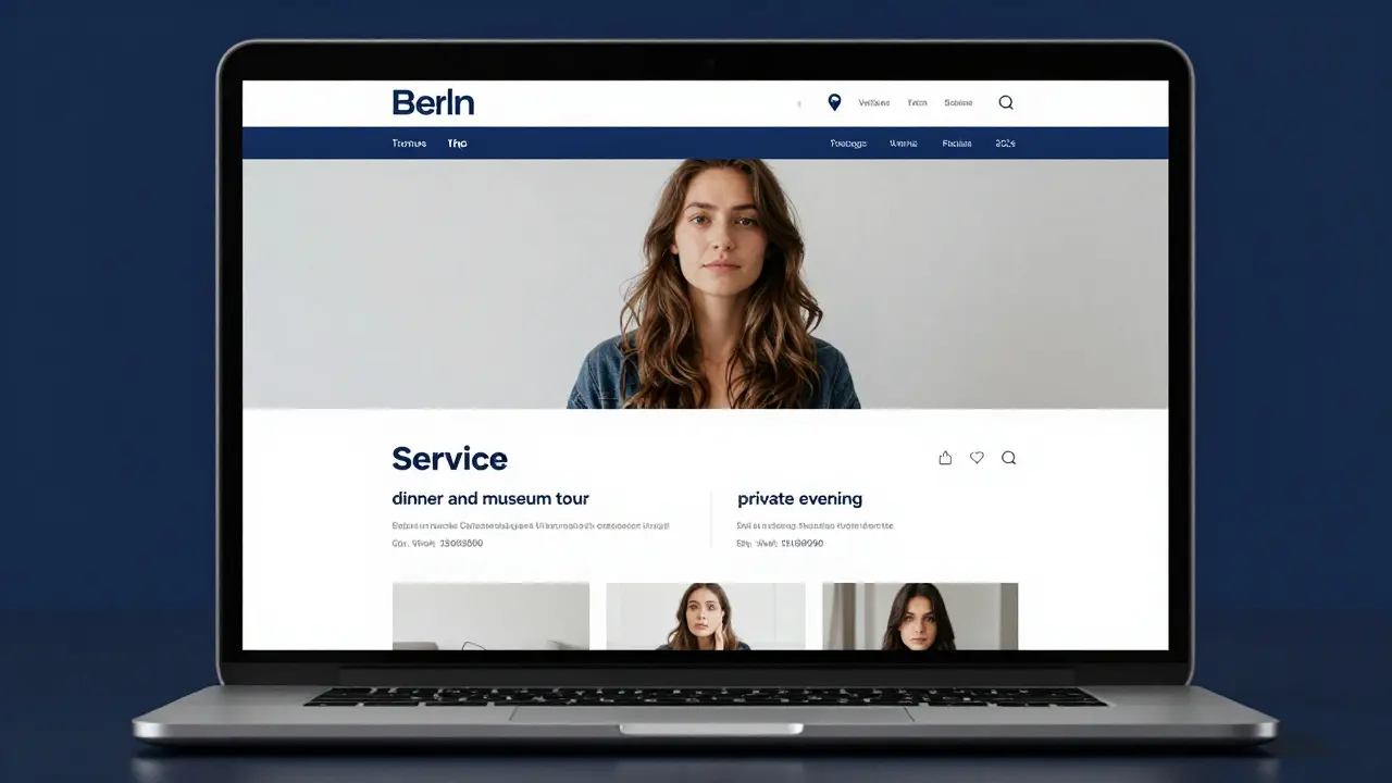 A professional escort profile on a trusted Berlin forum shows real photos and clear service descriptions.