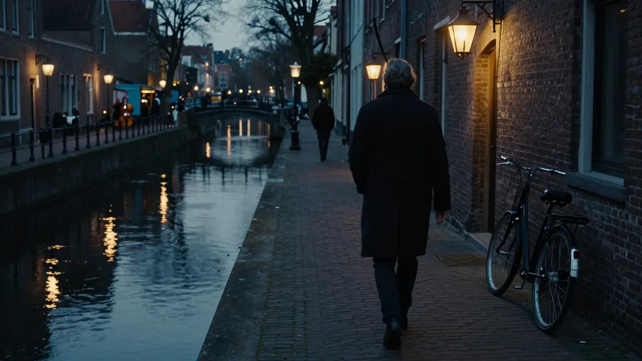 A walk along the Navigli canals at dusk, reflections shimmering in the water.